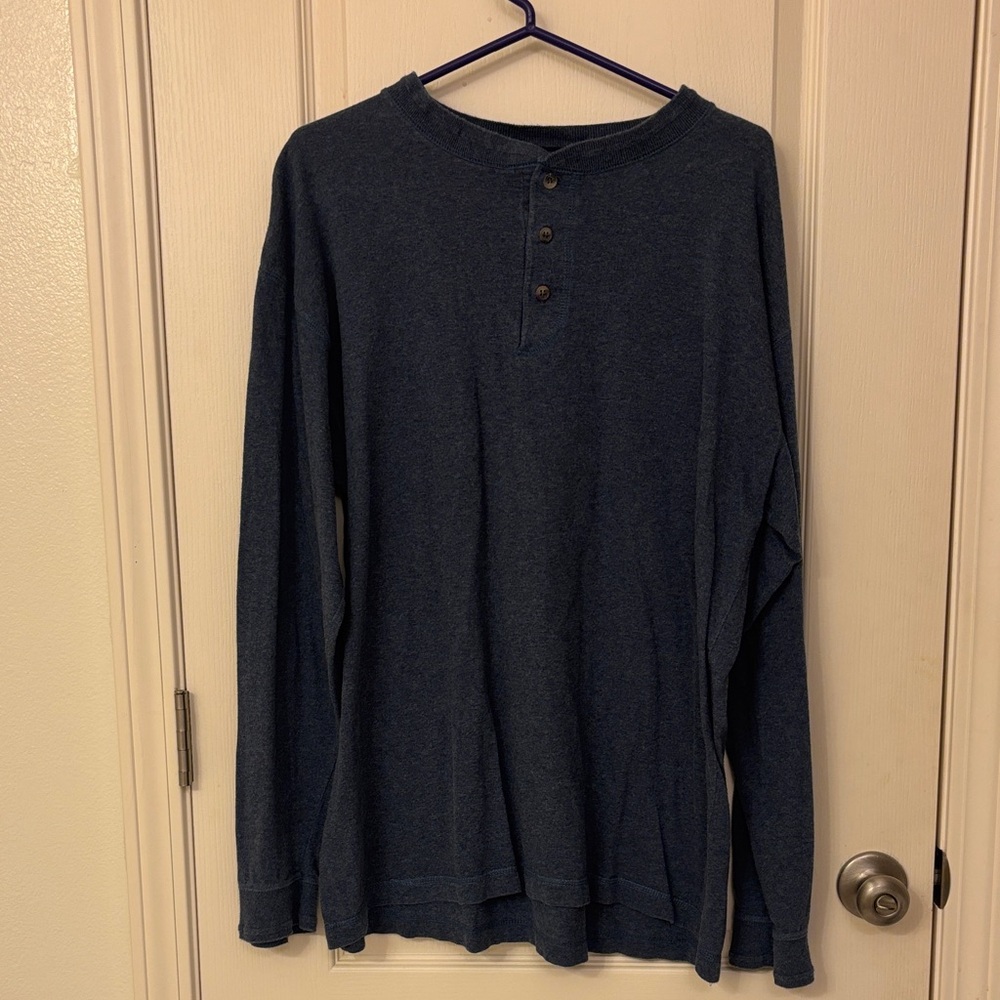 Classic Navy Long Sleeve Henley for Men